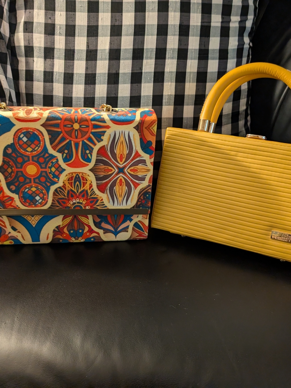 Mustard Yellow Ribbed Top-Handle Satchel for Women